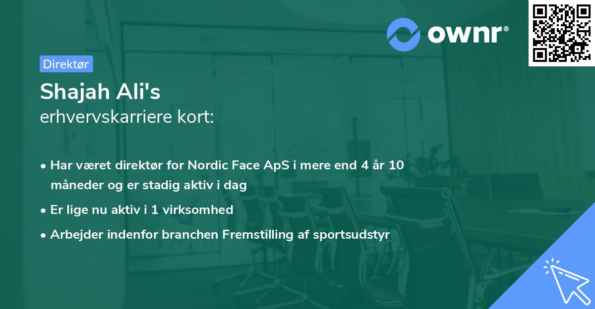 Shajah Ali's erhvervskarriere kort