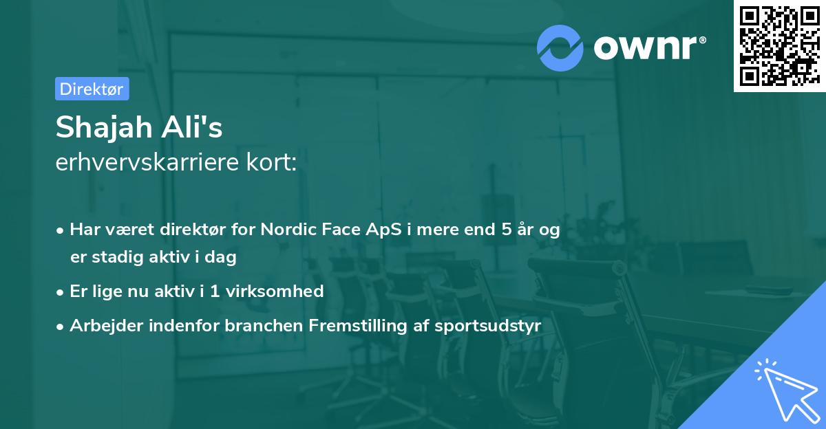 Shajah Ali's erhvervskarriere kort