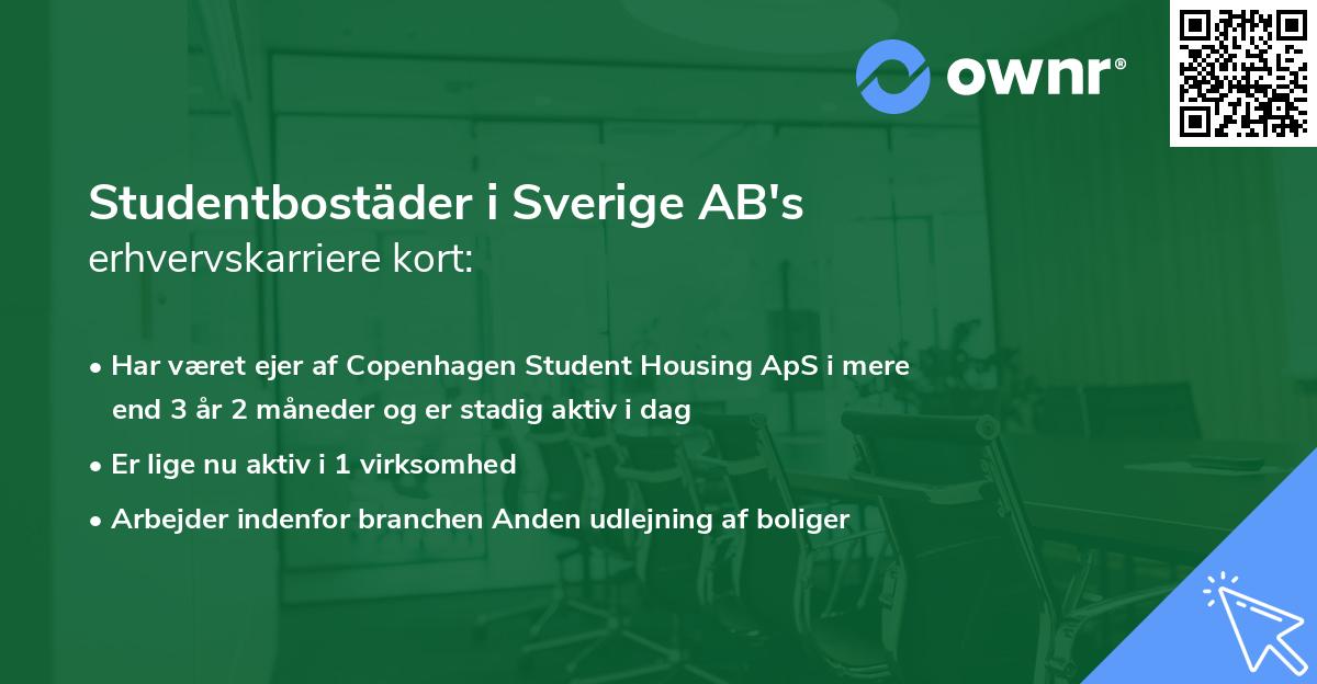 Studentbostäder i Sverige AB's erhvervskarriere kort