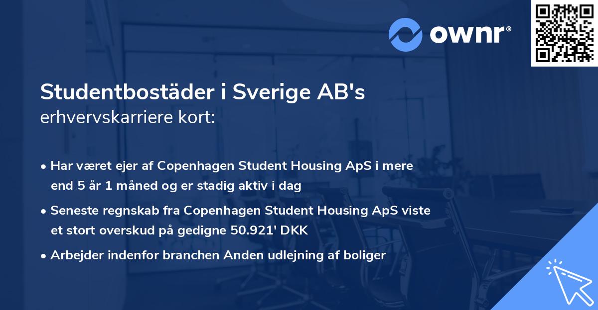 Studentbostäder i Sverige AB's erhvervskarriere kort