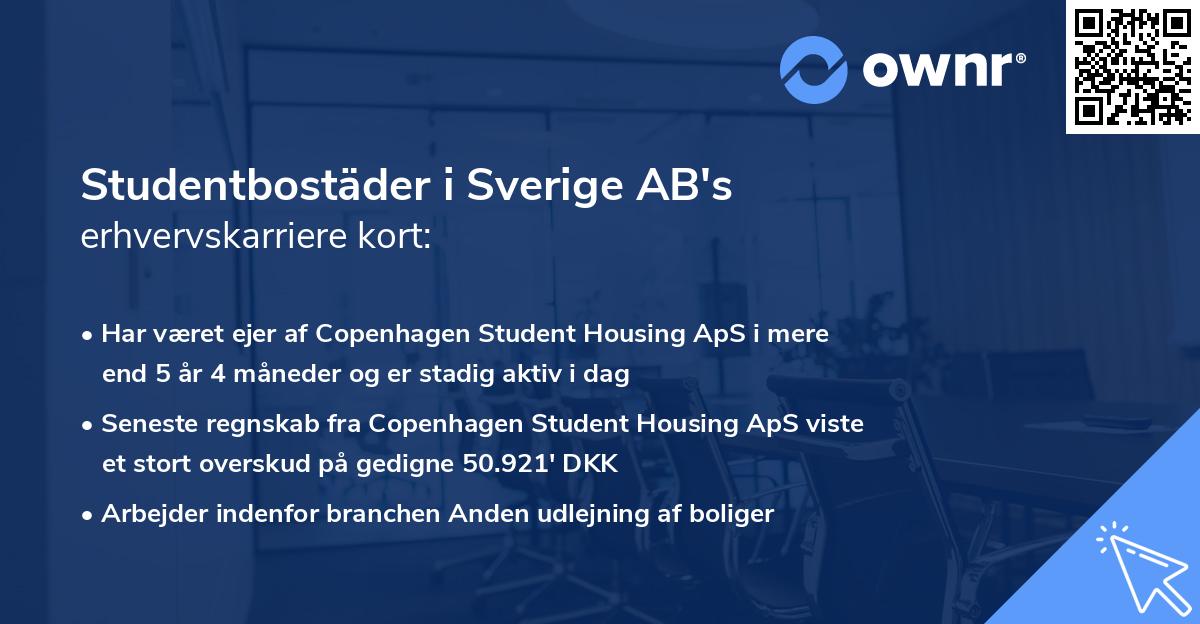 Studentbostäder i Sverige AB's erhvervskarriere kort