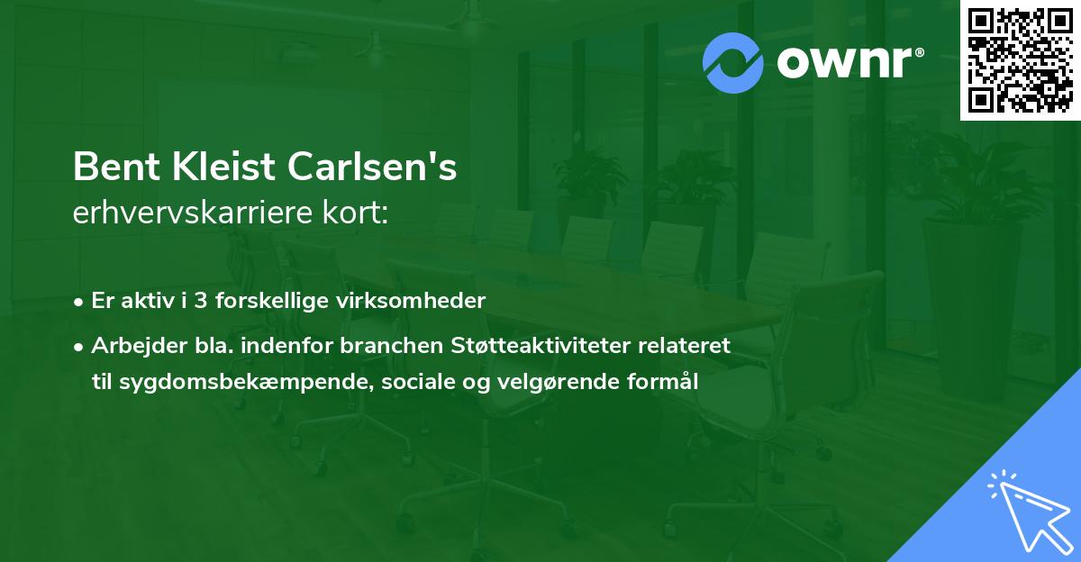 Bent Kleist Carlsen's erhvervskarriere kort