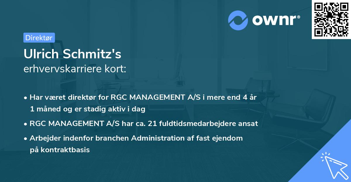 Ulrich Schmitz's erhvervskarriere kort
