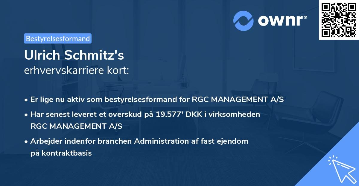 Ulrich Schmitz's erhvervskarriere kort