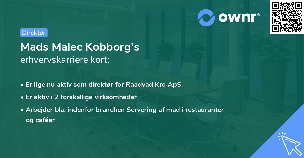 Mads Malec Kobborg's erhvervskarriere kort