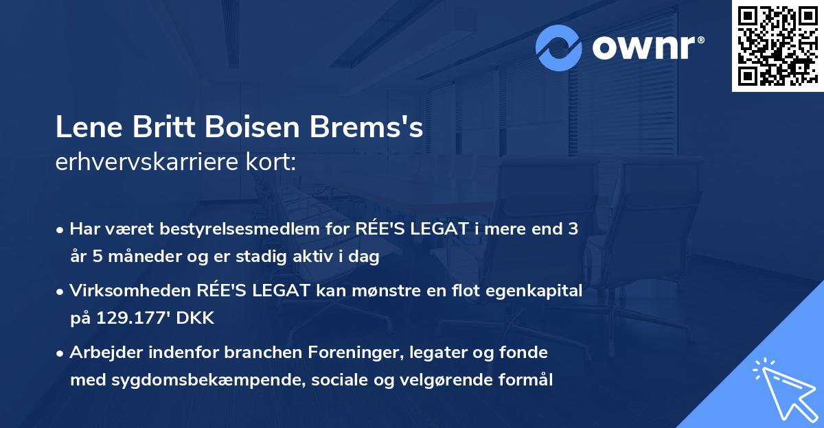 Lene Britt Boisen Brems's erhvervskarriere kort