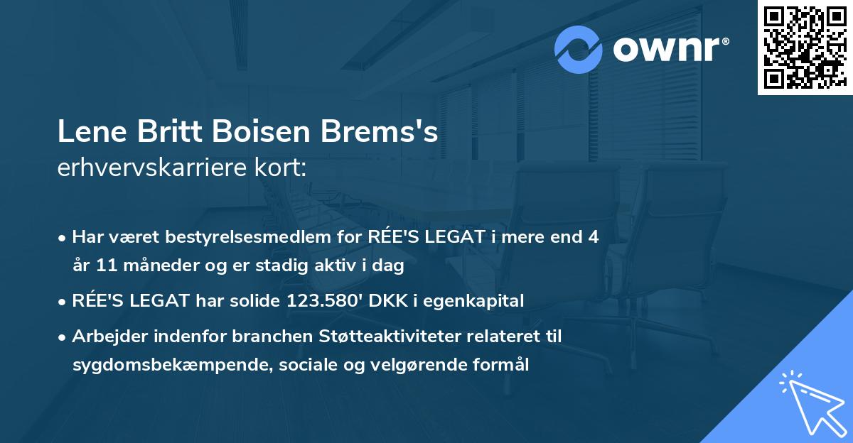 Lene Britt Boisen Brems's erhvervskarriere kort