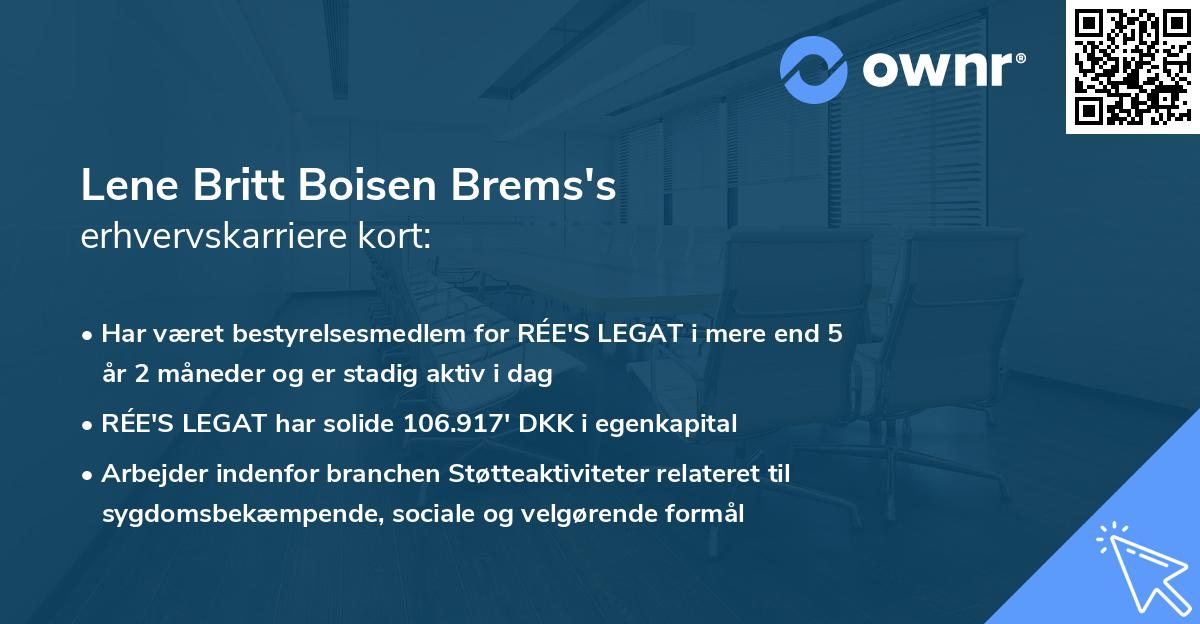 Lene Britt Boisen Brems's erhvervskarriere kort