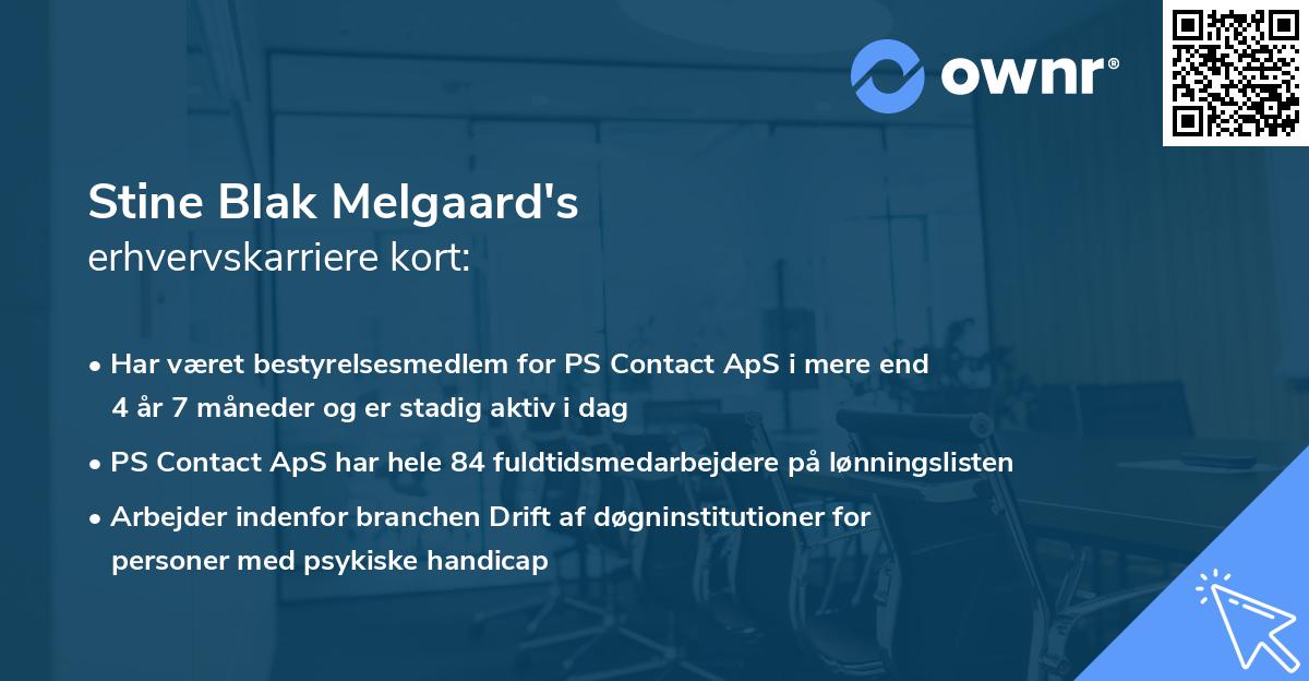 Stine Blak Melgaard's erhvervskarriere kort