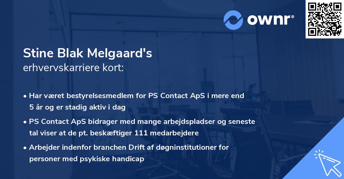 Stine Blak Melgaard's erhvervskarriere kort