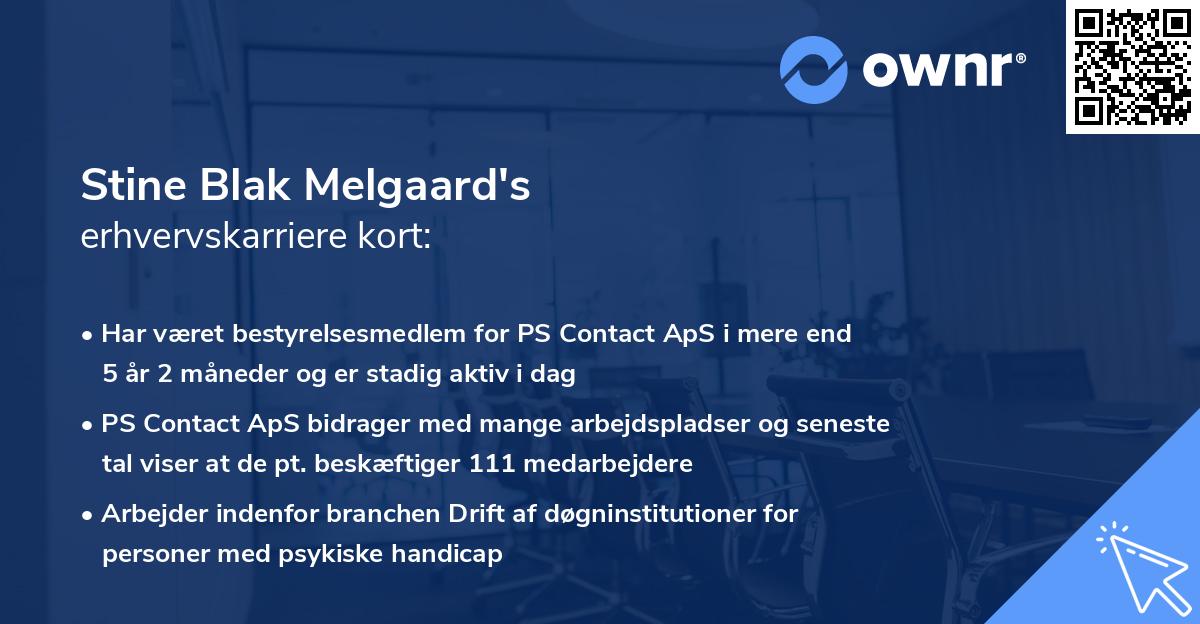 Stine Blak Melgaard's erhvervskarriere kort