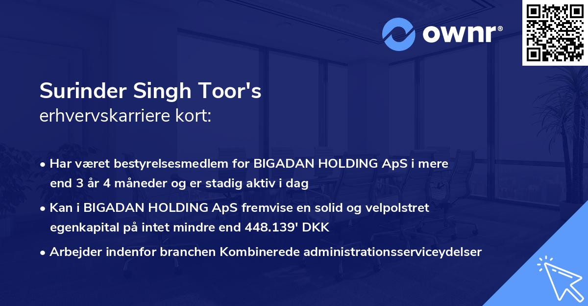 Surinder Singh Toor's erhvervskarriere kort