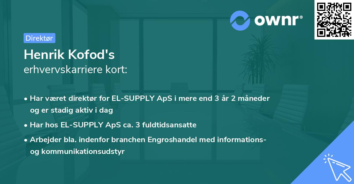 Henrik Kofod's erhvervskarriere kort