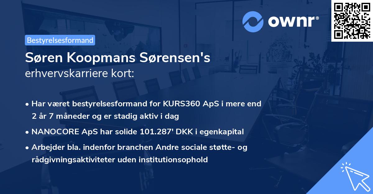 Søren Koopmans Sørensen's erhvervskarriere kort