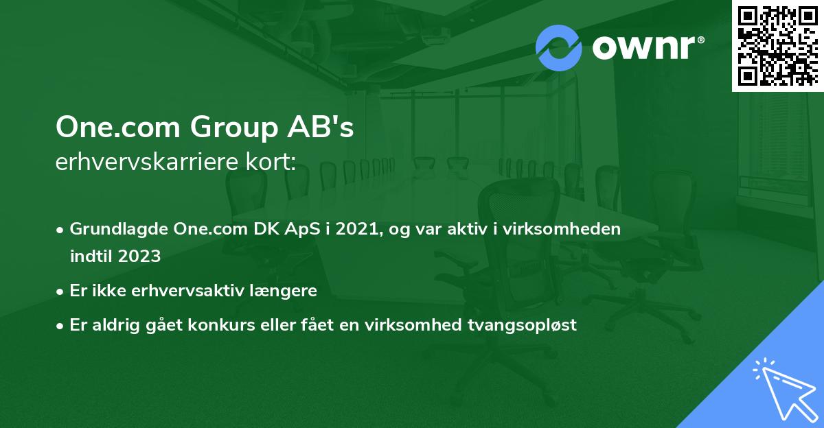 One.com Group AB's erhvervskarriere kort