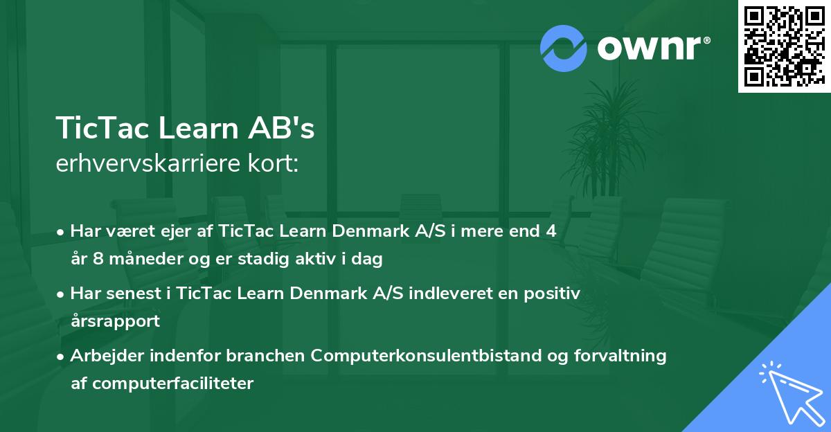 TicTac Learn AB's erhvervskarriere kort