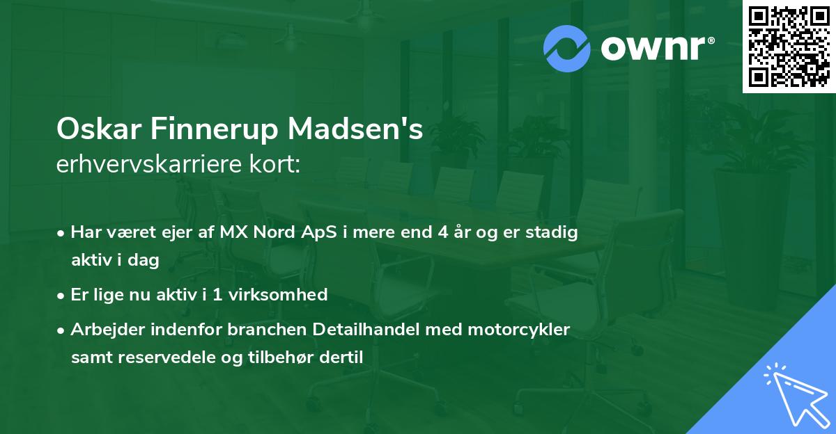 Oskar Finnerup Madsen's erhvervskarriere kort