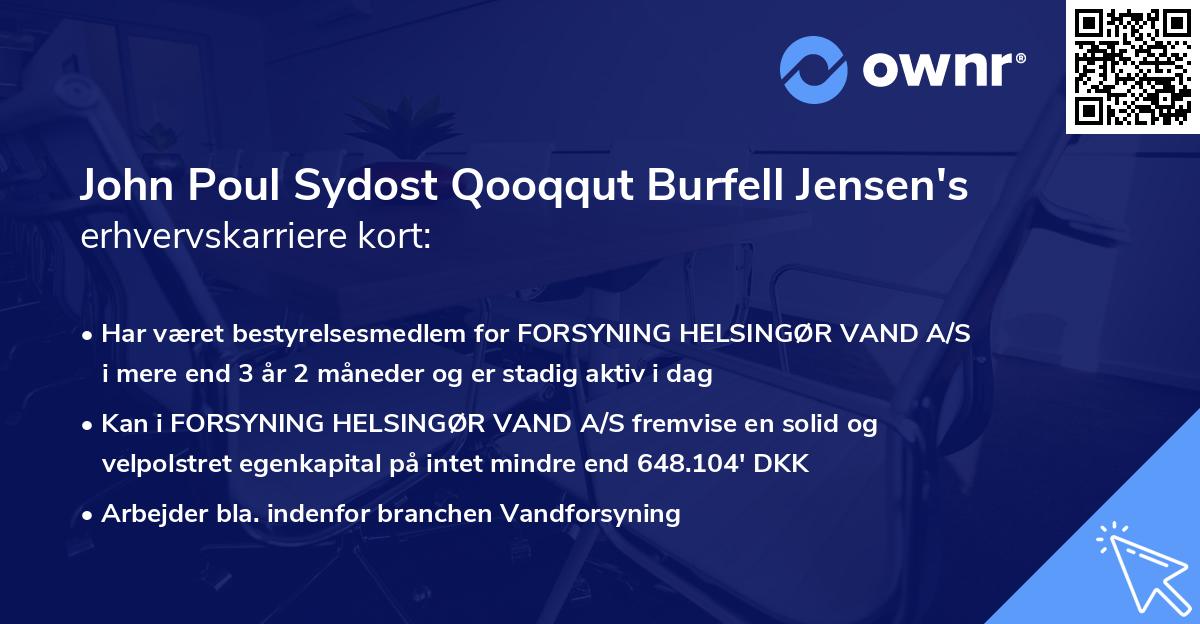 John Poul Sydost Qooqqut Burfell Jensen's erhvervskarriere kort