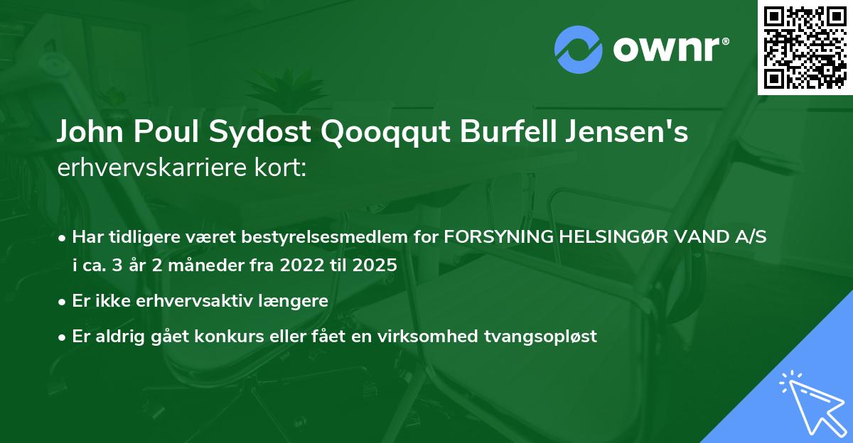 John Poul Sydost Qooqqut Burfell Jensen's erhvervskarriere kort
