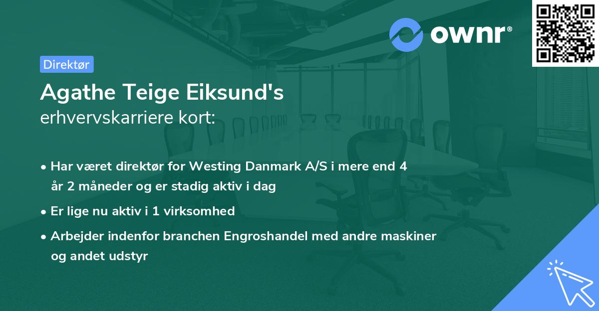 Agathe Teige Eiksund's erhvervskarriere kort