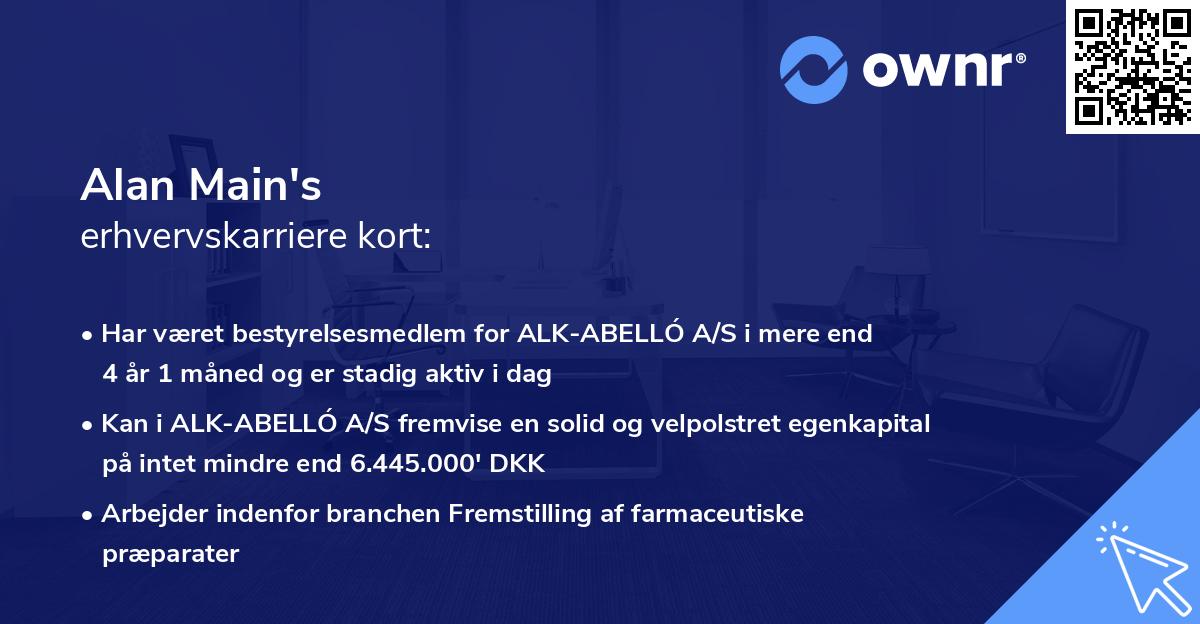 Alan Main's erhvervskarriere kort