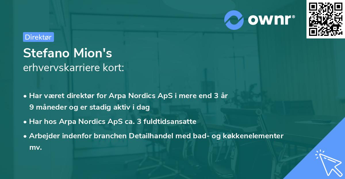 Stefano Mion's erhvervskarriere kort