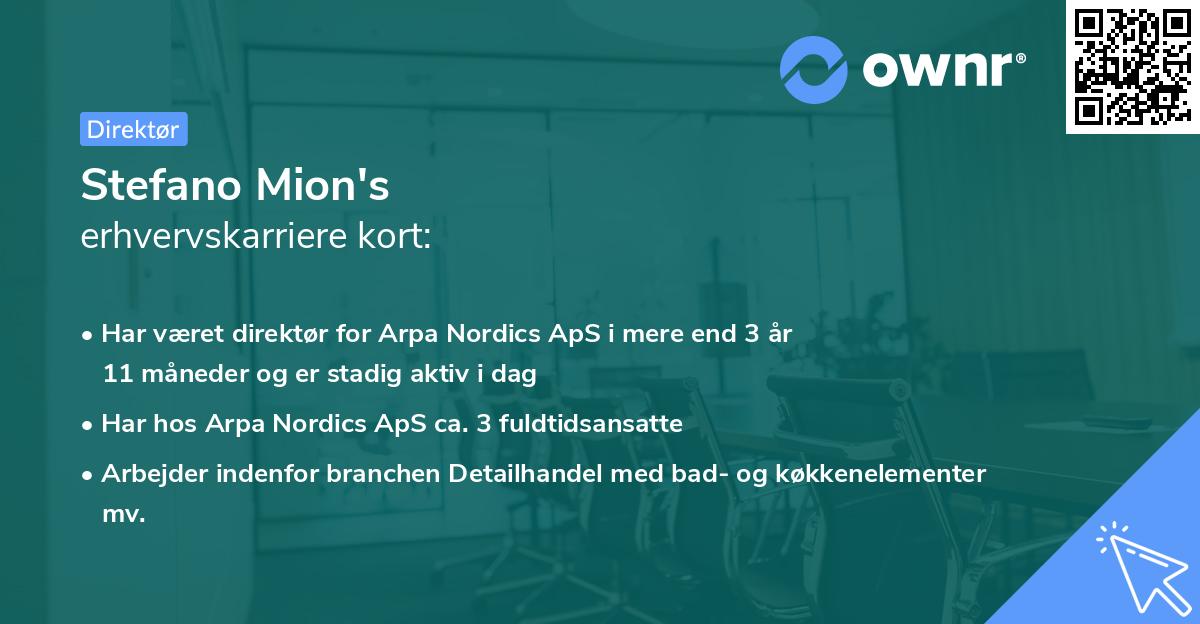 Stefano Mion's erhvervskarriere kort