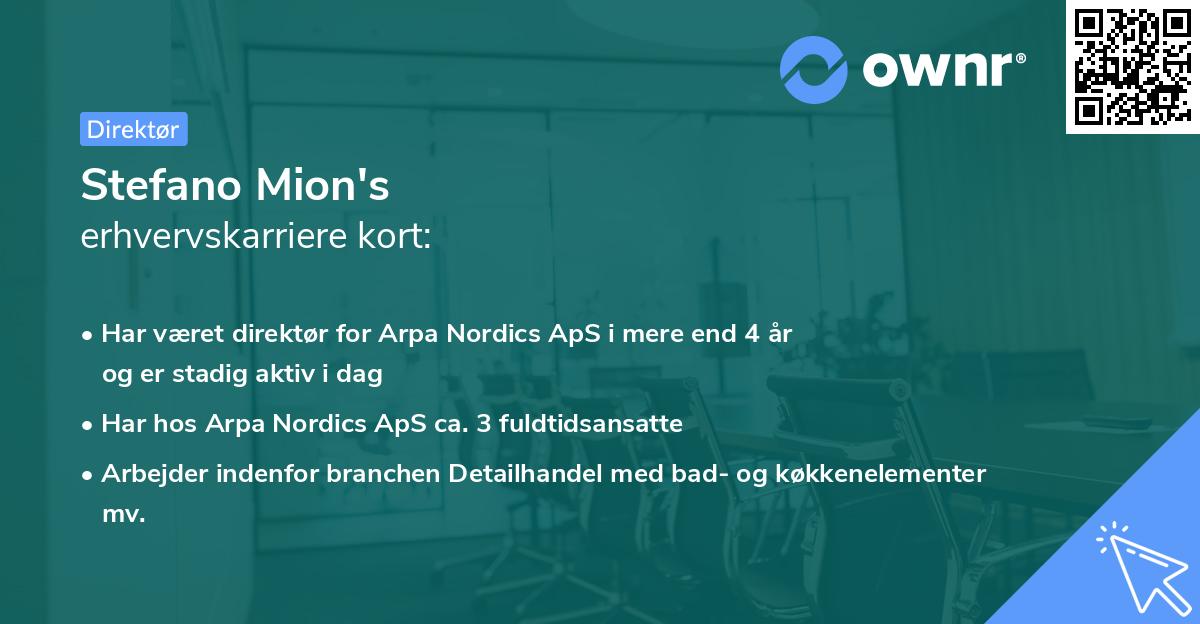 Stefano Mion's erhvervskarriere kort