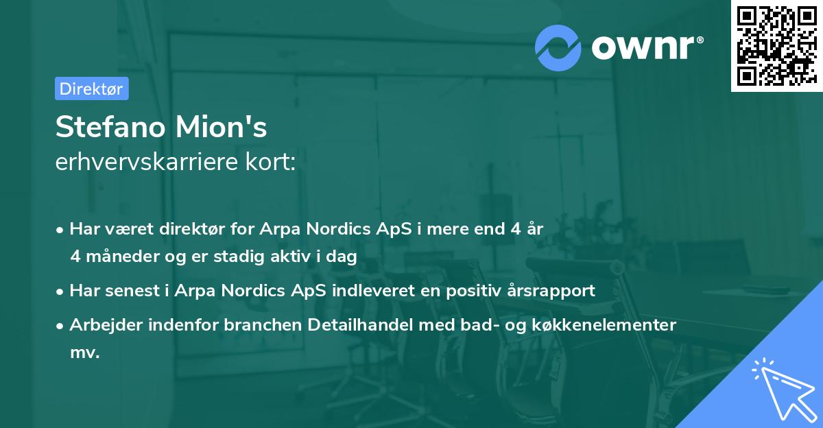 Stefano Mion's erhvervskarriere kort