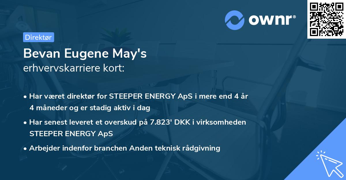 Bevan Eugene May's erhvervskarriere kort