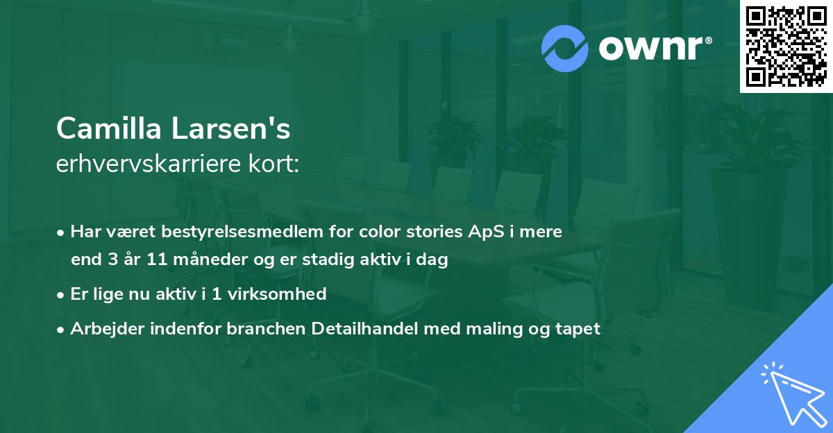 Camilla Larsen's erhvervskarriere kort