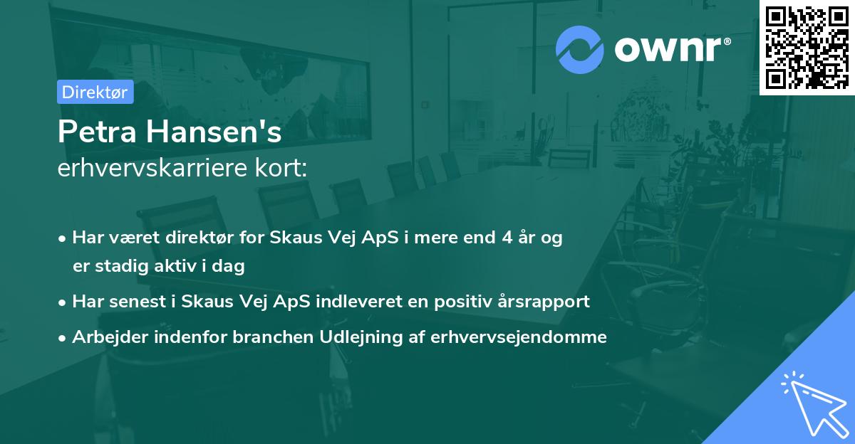 Petra Hansen's erhvervskarriere kort
