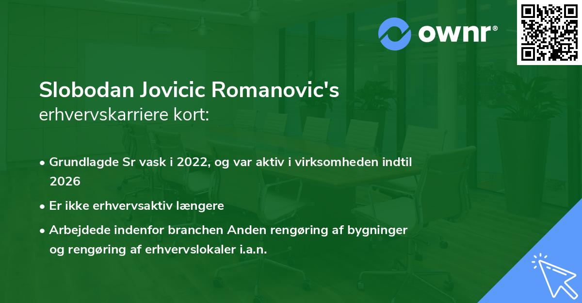 Slobodan Jovicic Romanovic's erhvervskarriere kort