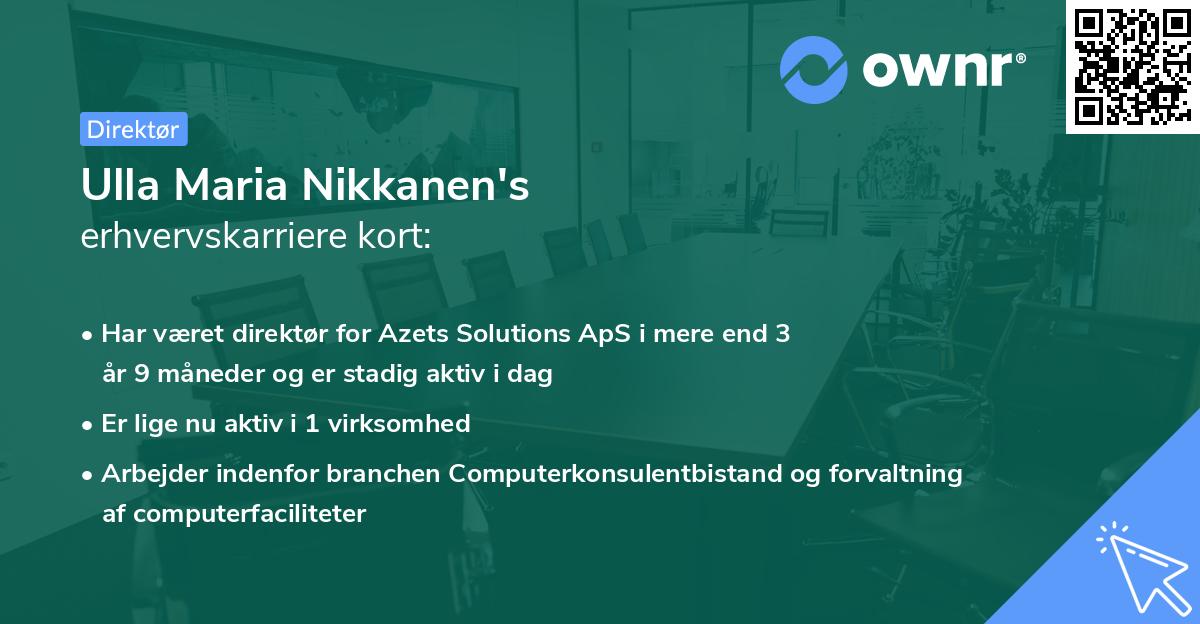 Ulla Maria Nikkanen's erhvervskarriere kort