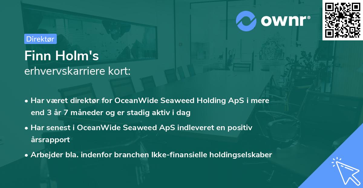 Finn Holm's erhvervskarriere kort