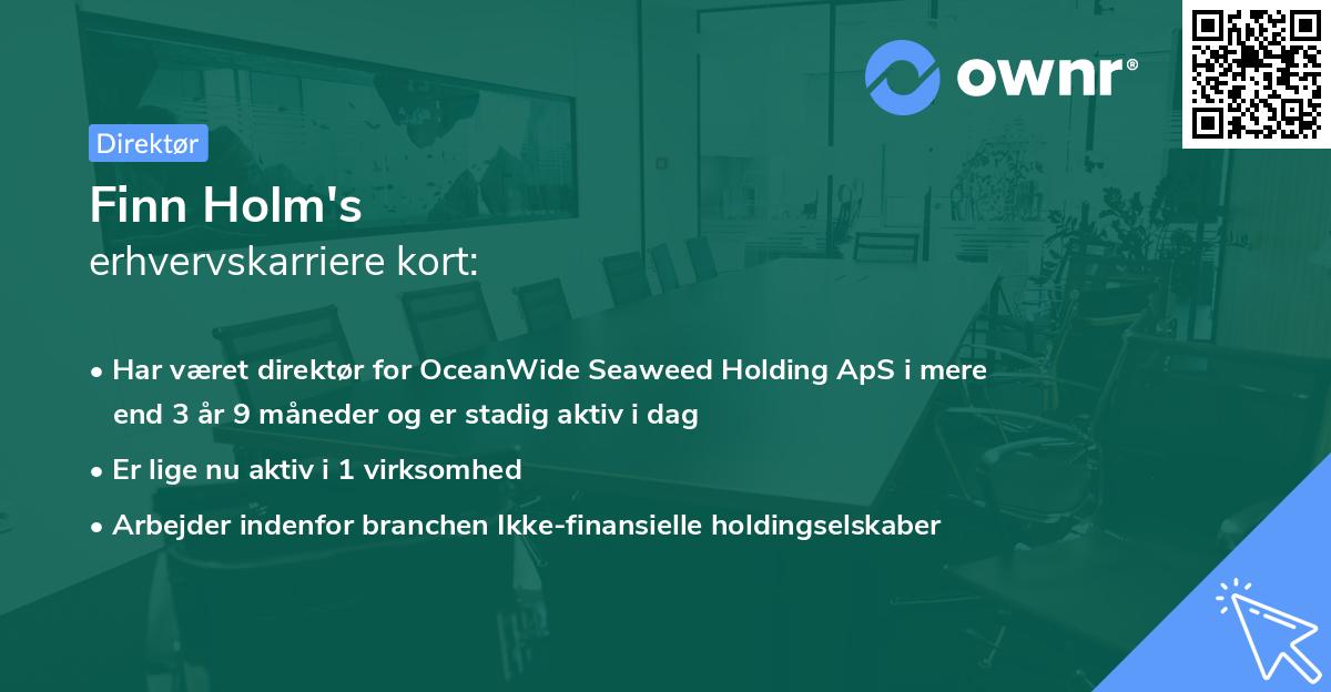 Finn Holm's erhvervskarriere kort