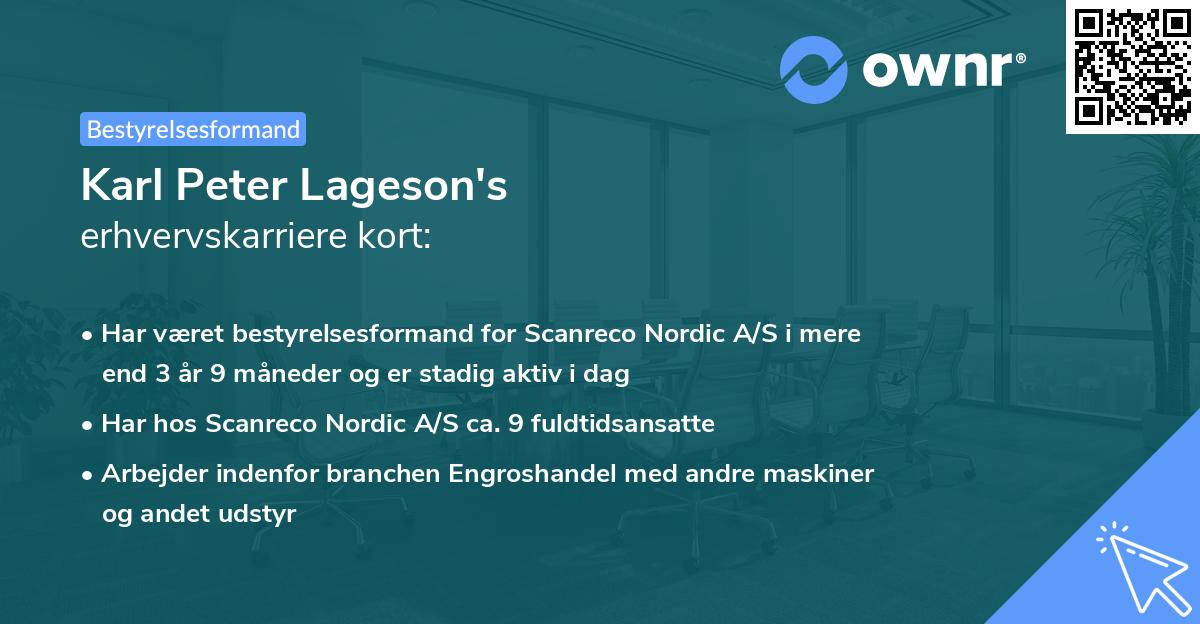 Karl Peter Lageson's erhvervskarriere kort