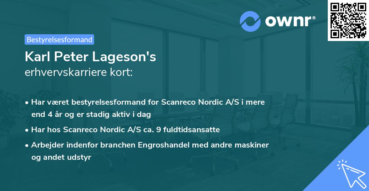 Karl Peter Lageson's erhvervskarriere kort
