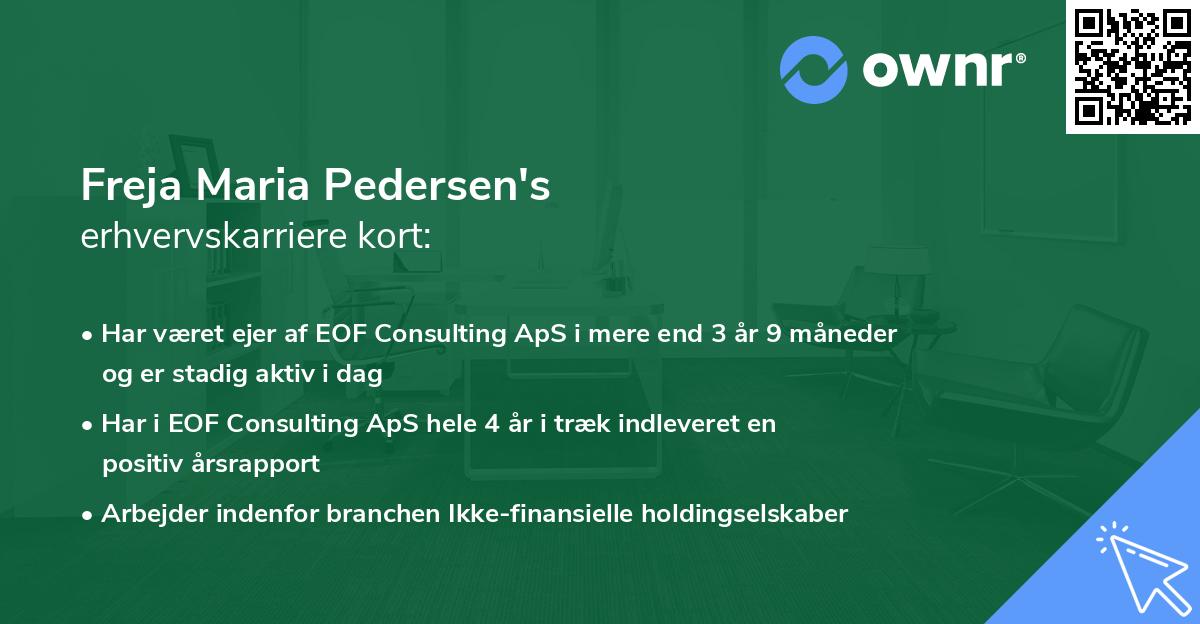 Freja Maria Pedersen's erhvervskarriere kort