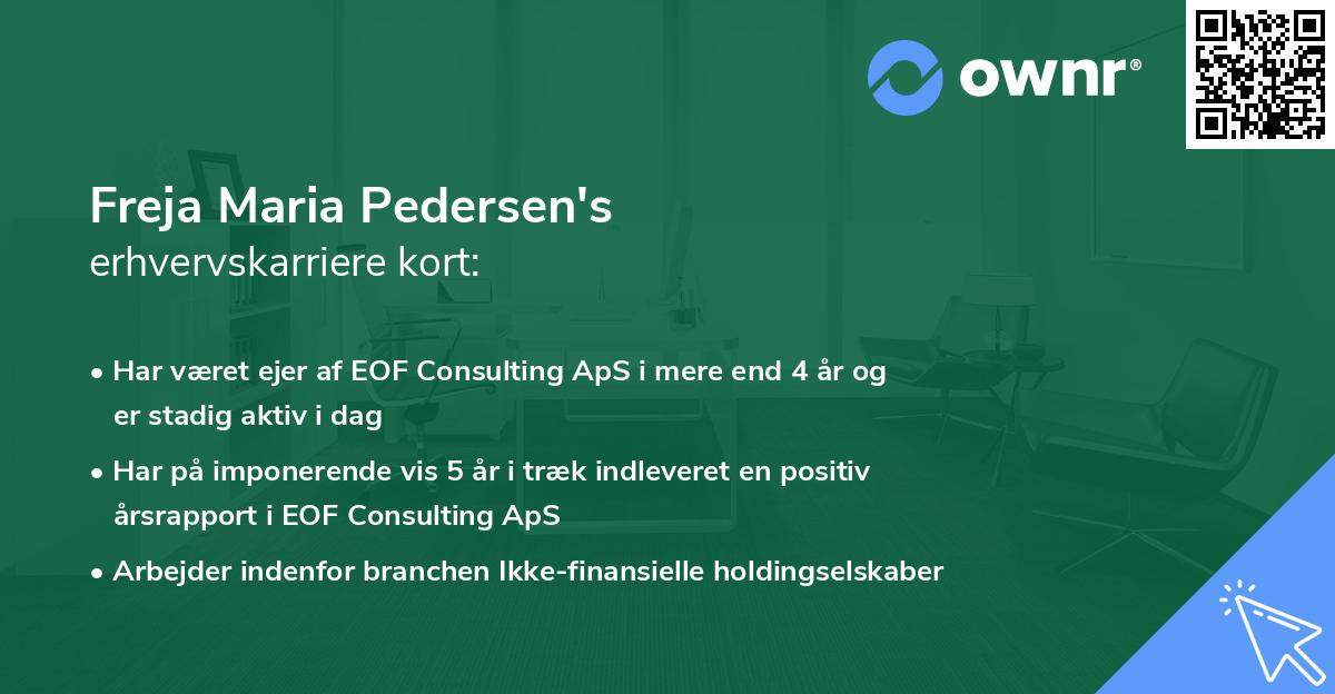Freja Maria Pedersen's erhvervskarriere kort