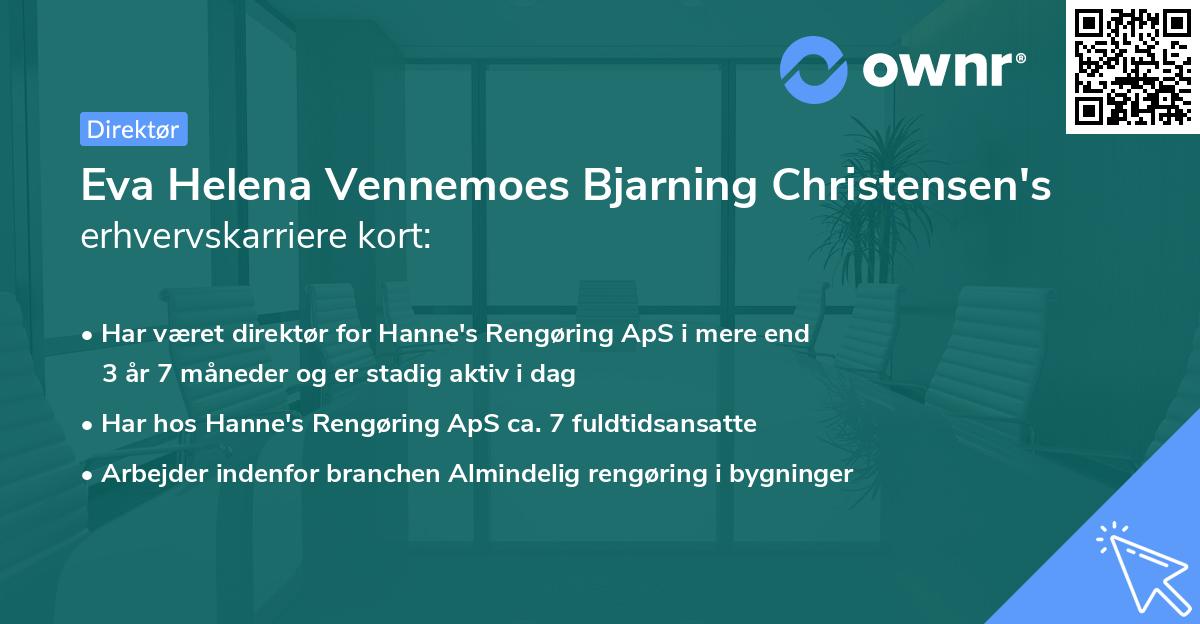 Eva Helena Vennemoes Bjarning Christensen's erhvervskarriere kort