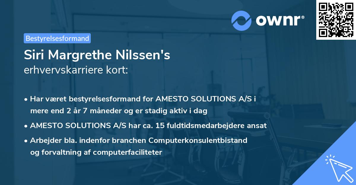 Siri Margrethe Nilssen's erhvervskarriere kort