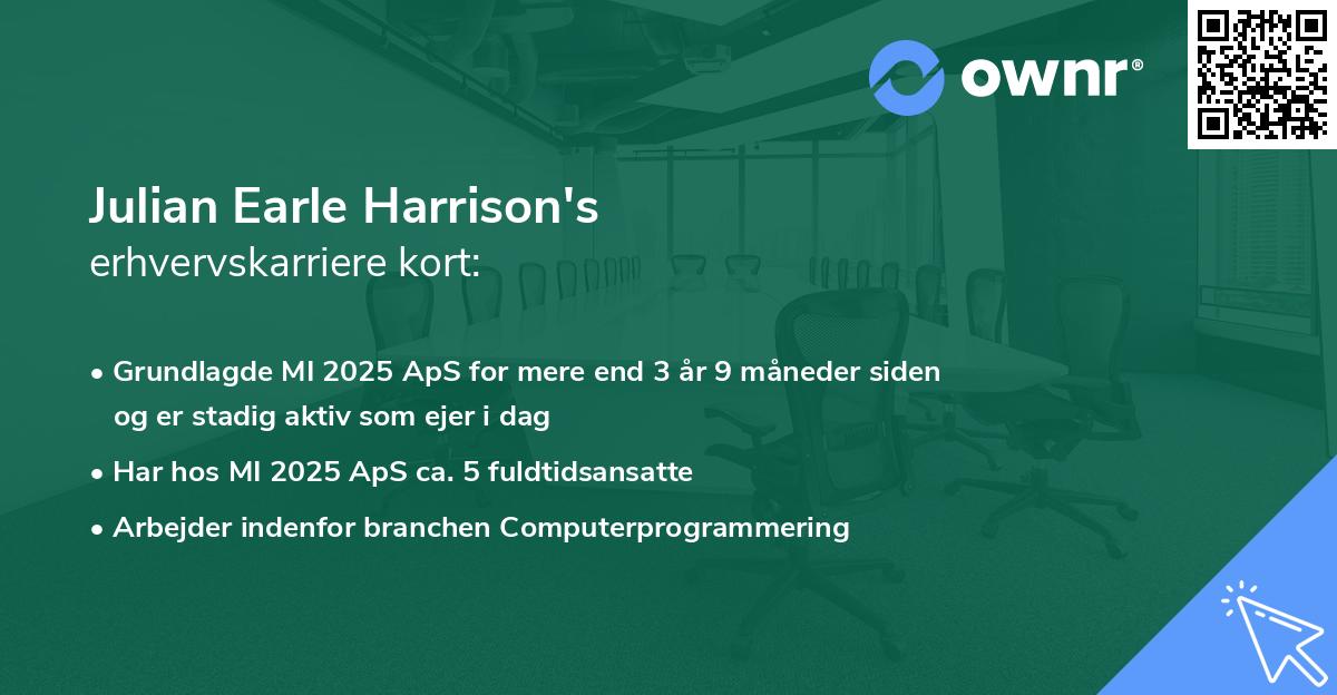 Julian Earle Harrison's erhvervskarriere kort