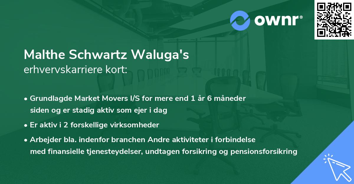 Malthe Schwartz Waluga's erhvervskarriere kort