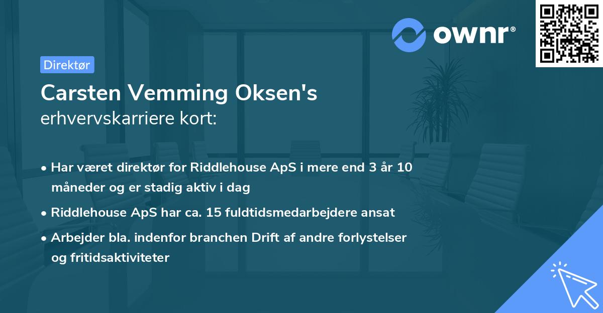 Carsten Vemming Oksen's erhvervskarriere kort