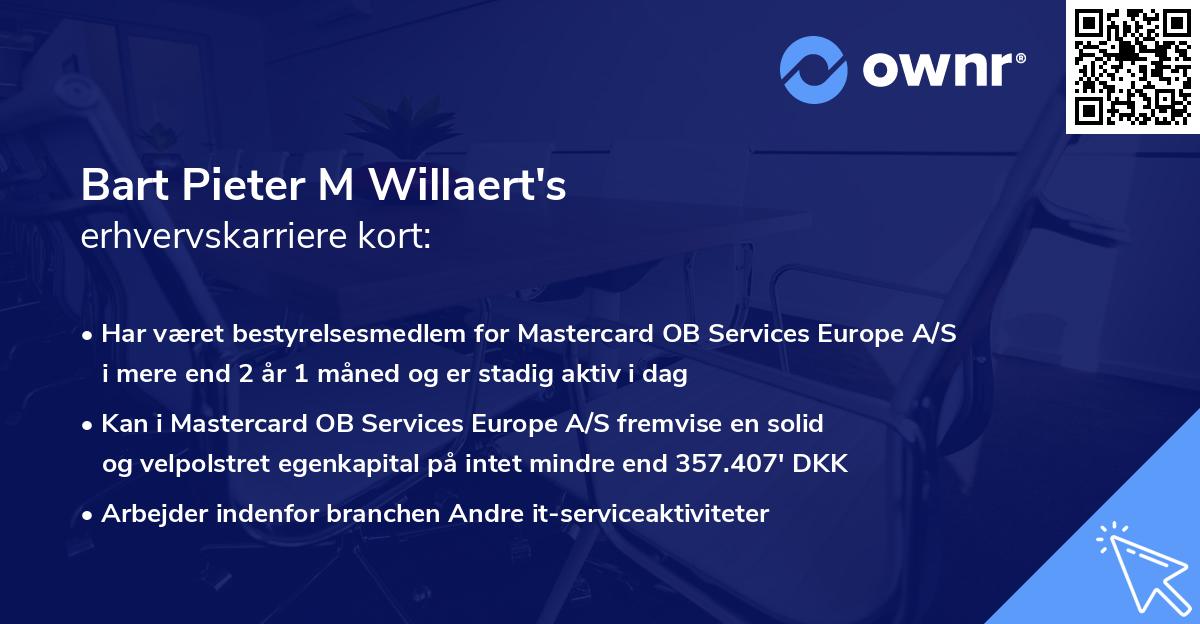 Bart Pieter M Willaert's erhvervskarriere kort