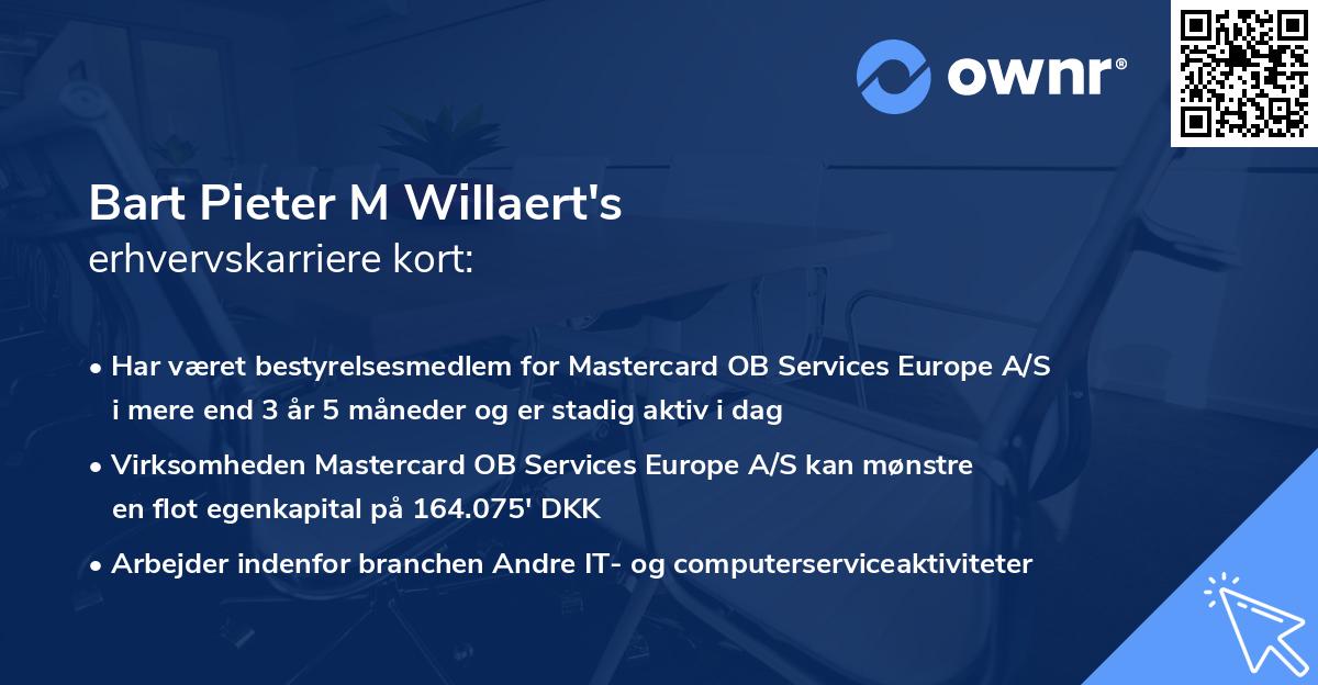 Bart Pieter M Willaert's erhvervskarriere kort