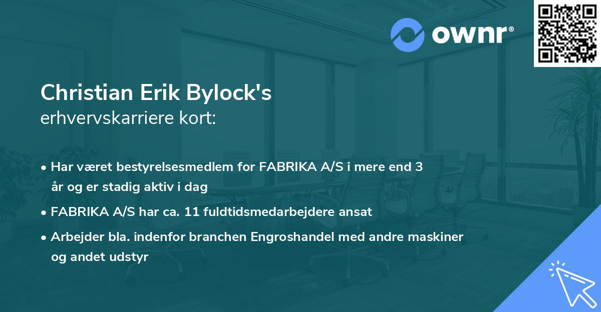 Christian Erik Bylock's erhvervskarriere kort