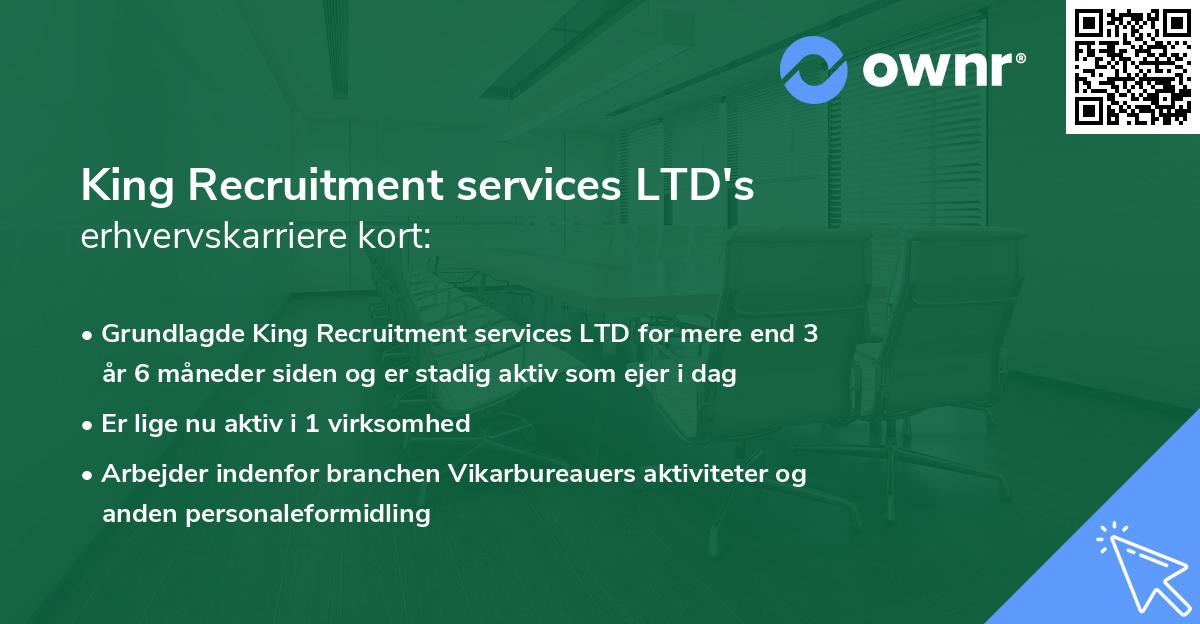 King Recruitment services LTD's erhvervskarriere kort