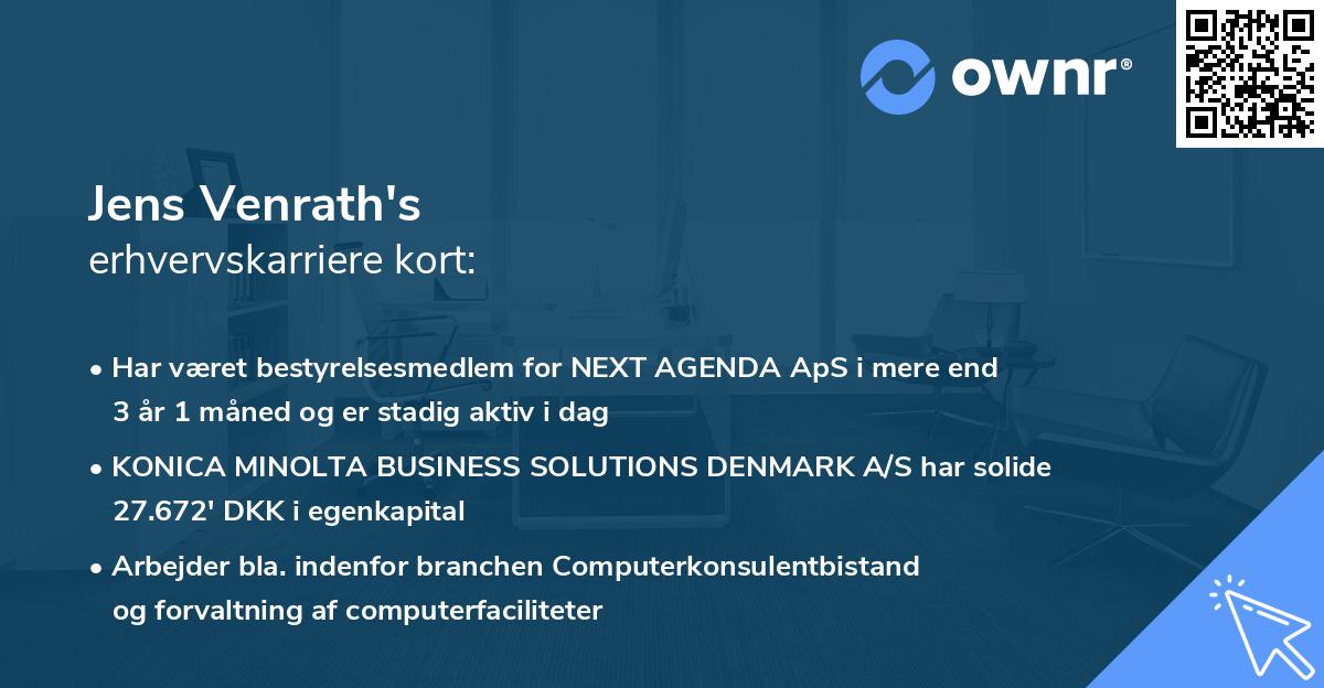 Jens Venrath's erhvervskarriere kort